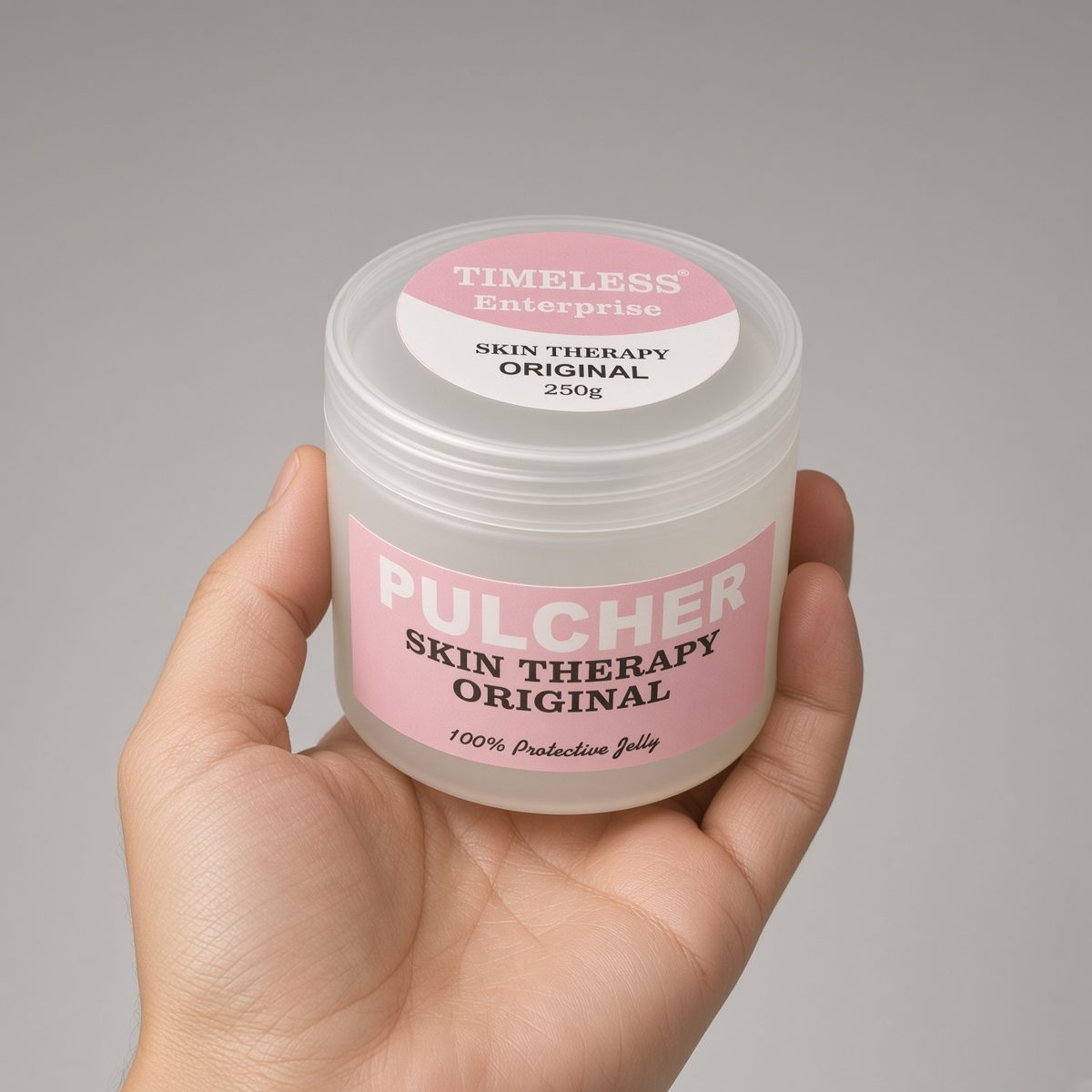Pulcher jar held in hand
